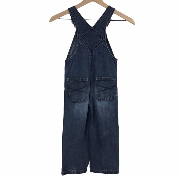 OSHKOSH Overalls Genuine Kids Long Pants Dark Wash Distressed Denim Size 4T - Picture 3 of 8